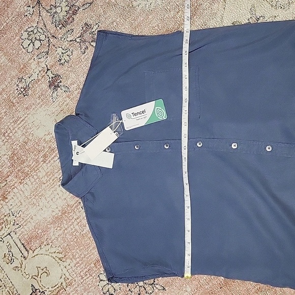 Workshop Republic Clothing Denim Sleeveless Button Down Hi Low Blouse  Size XS - Picture 10 of 12